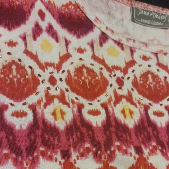 Colorful Patterned Long Sleeve Top With Sequins - Picture 4 of 9